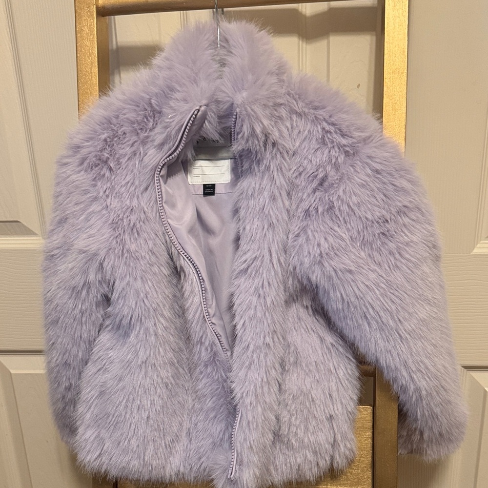 Art Class Lavender Faux Fur Kids Puffer Jacket